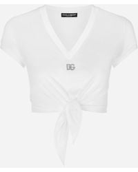 Dolce & Gabbana - Jersey T-Shirt With Dg Logo And Knot Detail - Lyst