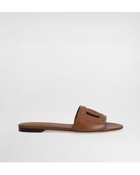 Dolce & Gabbana - Logo Leather Flat Sandals - Lyst