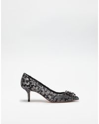 Dolce & Gabbana - Lurex Lace Pumps With Brooch Detailing - Lyst