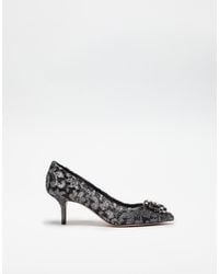 Dolce & Gabbana - Lurex Lace Pumps With Brooch Detailing - Lyst