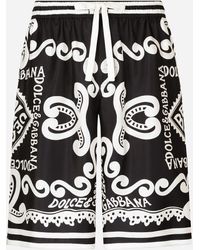Dolce & Gabbana - Marina-Print Silk Twill Shorts - Lyst