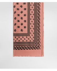 Dolce & Gabbana - Silk Crepon Scarf With All-Over Dg Logo (120X200) - Lyst