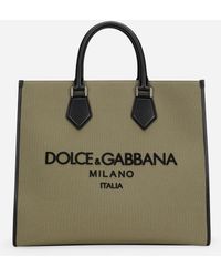 Dolce & Gabbana Shopper grande de lona con logotipo - Verde