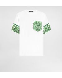Dolce & Gabbana - Cotton T-Shirt With Majolica-Print Breast Pocket - Lyst