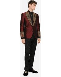 Dolce & Gabbana Sicilia-fit tuxedo suit with synthetic rhinestones - Rosso
