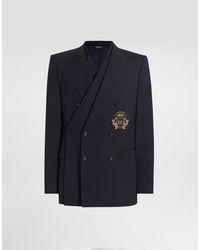 Dolce & Gabbana - Double-Breasted Sicilia Wool Canvas Jacket - Lyst