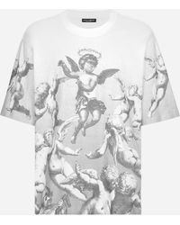 Dolce & Gabbana - Blanco Short-Sleeved Jersey T-Shirt With Angel Print - Lyst