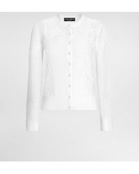 Dolce & Gabbana - Wool Cardigan With Lace Inlay - Lyst
