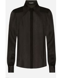 Dolce & Gabbana - Silk Chiffon Shirt With Satin Details - Lyst