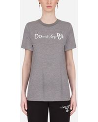 Dolce & Gabbana Jersey T-Shirt With Embroidery - Grau