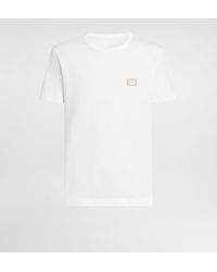 Dolce & Gabbana - Cotton T-Shirt With Logo Plate - Lyst