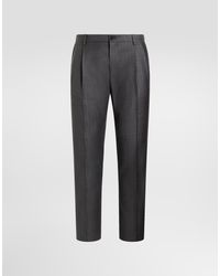 Dolce & Gabbana - Pinstripe Virgin Wool Trousers - Lyst