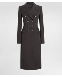 Dolce & Gabbana - Virgin Wool Logo-Button Overcoat - Lyst