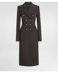 Dolce & Gabbana - Virgin Wool Logo-Button Overcoat - Lyst
