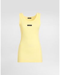 Dolce & Gabbana - Ribbed Jersey Tank Top With Logo - Lyst