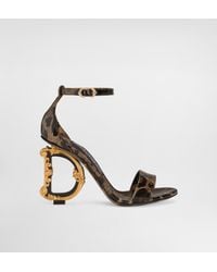 Dolce & Gabbana - Printed Polished Calfskin Baroque Dg Sandals - Lyst
