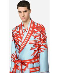 Dolce & Gabbana Uomo Abbigliamento Abbigliamento per la notte Accappatoi e vestaglie Silk robe with all-over DG print male 50 Loungewear 