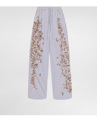Dolce & Gabbana - Striped Poplin Trousers With Flower Embroidery - Lyst