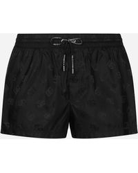 Dolce & Gabbana - Short Swim Trunks With Jacquard Dg Monogram - Lyst