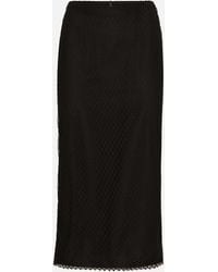 Dolce & Gabbana - Cotton Mesh Pencil Midi Skirt - Lyst