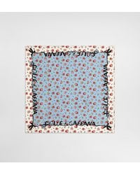Dolce & Gabbana - Small Rose-Print Silk Twill Scarf 50X50 - Lyst