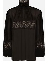 Dolce & Gabbana - ハイネックブラウス ジョーゼット＆レース - Lyst