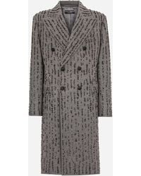Dolce & Gabbana - Zweireihiger Mantel Aus Wollstoff Mit Stickerei - Lyst