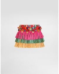 Dolce & Gabbana - Raffia Miniskirt With Applications - Lyst