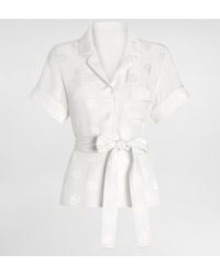 Dolce & Gabbana - Short-Sleeved Silk Satin Jacquard Pajama Shirt With Dg Logo - Lyst