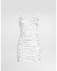 Dolce & Gabbana - Draped Satin Mini Dress - Lyst