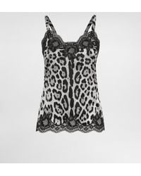 Dolce & Gabbana - Leopard- Stretch Silk Satin Lingerie-Style Top - Lyst