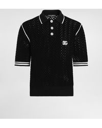 Dolce & Gabbana - Crochet Effect Cotton Polo Shirt - Lyst