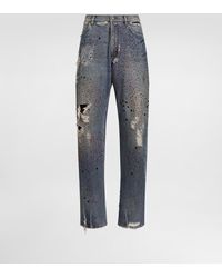 Dolce & Gabbana - Denim Trousers With Rhinestones - Lyst