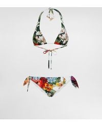 Dolce & Gabbana - Bikini De Triángulo Con Relleno Y Estampado De Flores - Lyst