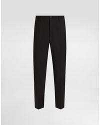 Dolce & Gabbana - Stretch Cotton Pants With Dg Embroidery - Lyst