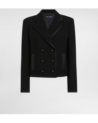 Dolce & Gabbana - Short Double-Breasted Wool Crepe Jacket - Lyst