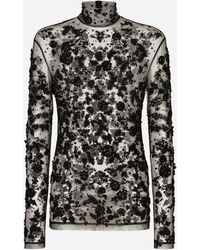 Dolce & Gabbana - Embellished Long-Sleeve T-Shirt - Lyst