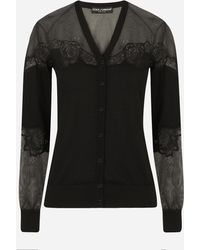 Dolce & Gabbana - Cashmere, Tulle And Silk Cardigan With Lace - Lyst