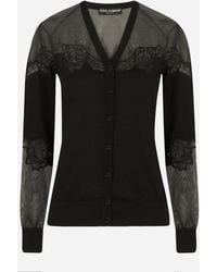 Dolce & Gabbana - Cardigan aus Kaschmir, Tüll und Seide mit Spitze - Lyst