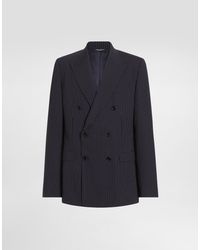 Dolce & Gabbana - Martini Light Double-Breasted Pinstriped Wool Jacket - Lyst