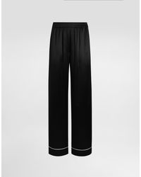 Dolce & Gabbana - Silk Pajama Pants With Contrasting Piping - Lyst