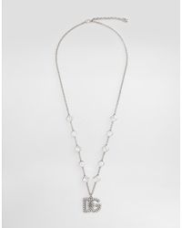 Dolce & Gabbana - Fine Link Necklace With Rhinestone-Detailed Dg Logo And Accents - Lyst