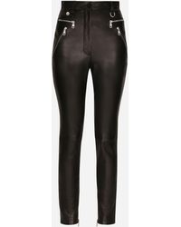 Dolce & Gabbana - Faux Leather Jeans With Zipper - Lyst
