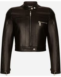 Dolce & Gabbana - Nappa Leather Biker Jacket - Lyst