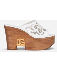 Sandales en cuir de veau à broderie female 36 Dolce & Gabbana Femme Chaussures Chaussures compensées & Plateformes Sandales Sandales et Compensées 