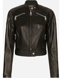 Dolce & Gabbana - Leather Biker Jacket - Lyst