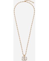 Dolce & Gabbana - Necklace With Rhinestone-Detailed Dg Logo - Lyst