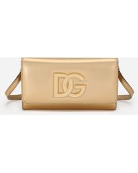 Dolce & Gabbana Leder Tasche Box/Clutch aus Lurex-Gewebe mit DG-Schließe in Pink Damen Taschen Strand und Strohtaschen 