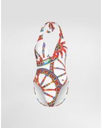 Dolce & Gabbana - Carretto-Print One-Piece Swimsuit - Lyst