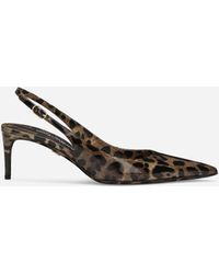 Dolce & Gabbana - Zapato Destalonado En Piel De Becerro Brillante Estampada - Lyst